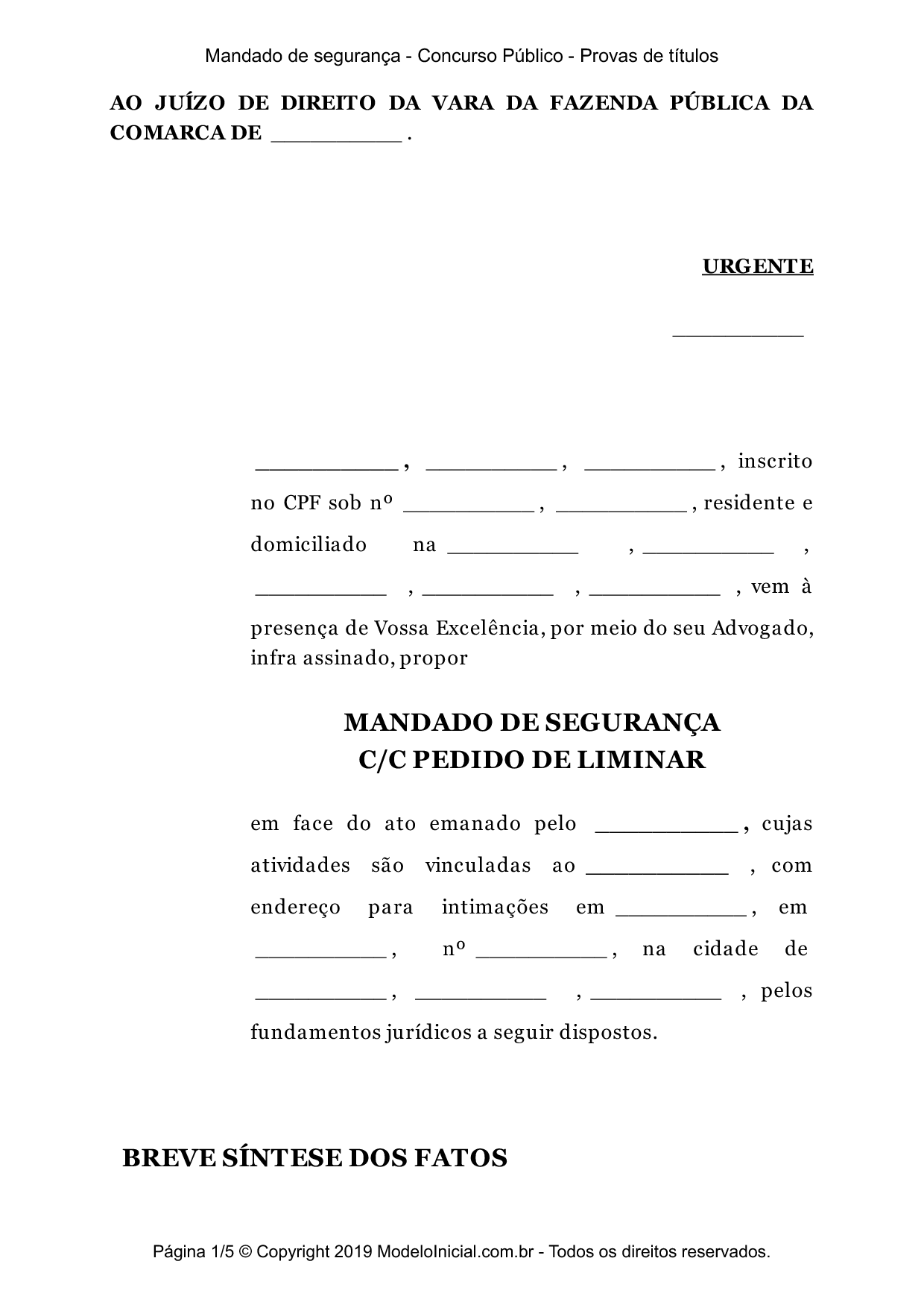 mandado de seguranca para concurso publico