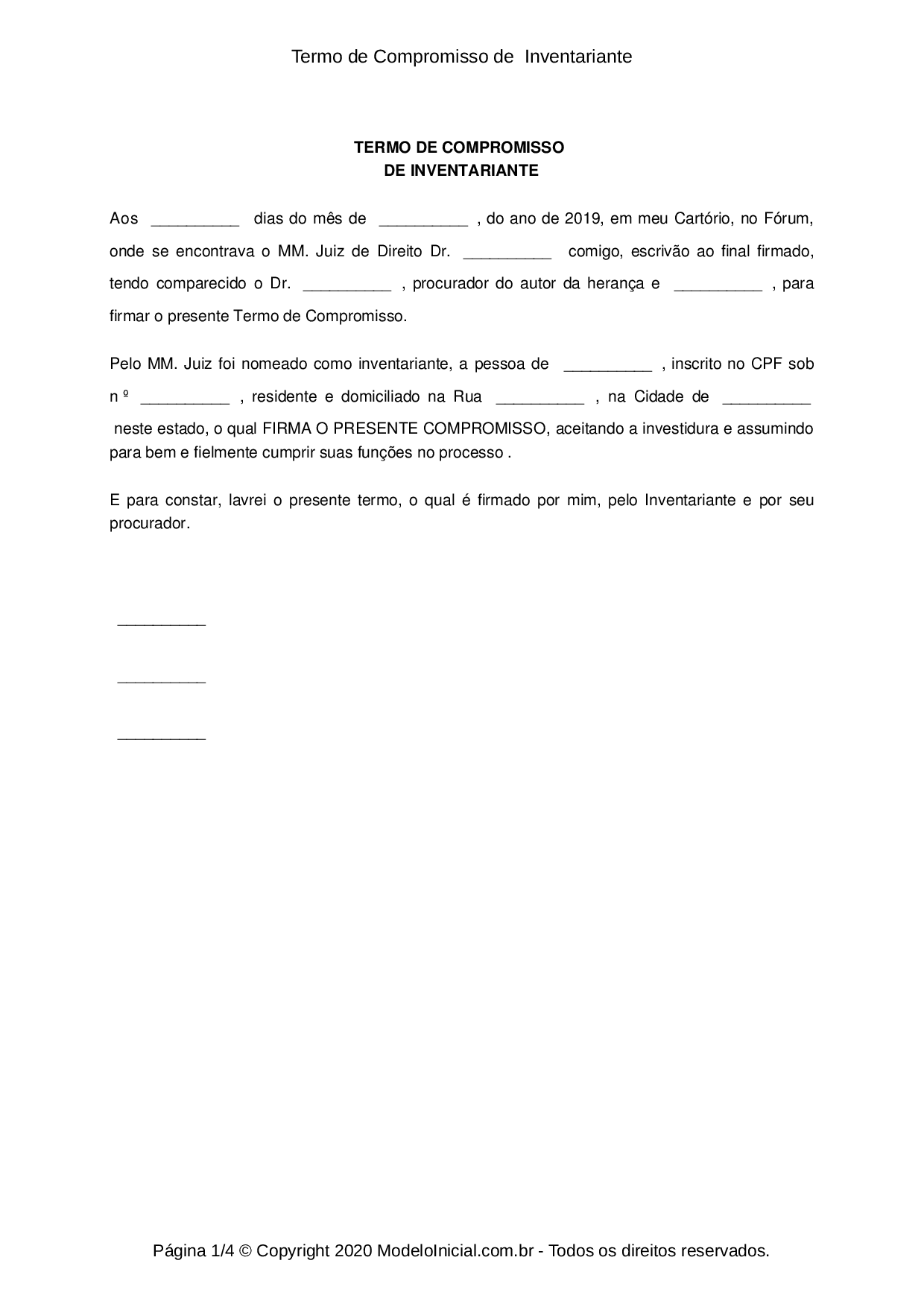 termo de inventariante