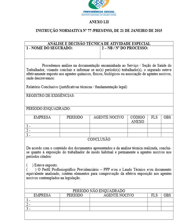 laudo de aposentadoria especial